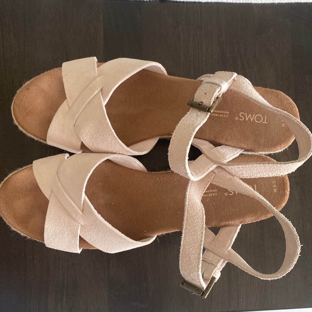 Toms pink sandals, size 8.5.